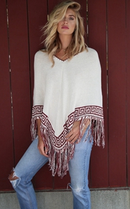 4704V neck tassel bottom beach shawl